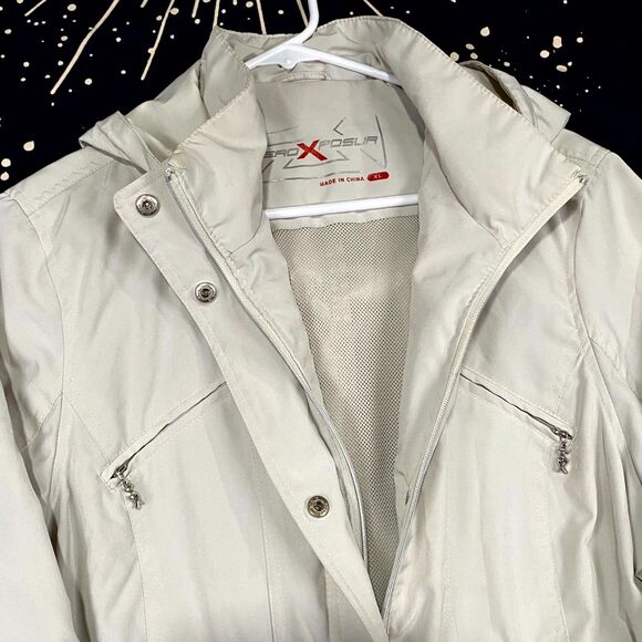 ZeroXposur Jacket Women's XL Beige Bomber Mesh Lined Hooded Workwear Streetwear - Picture 2 of 8